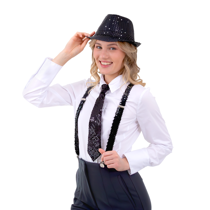 Krawat cekinowy czarny