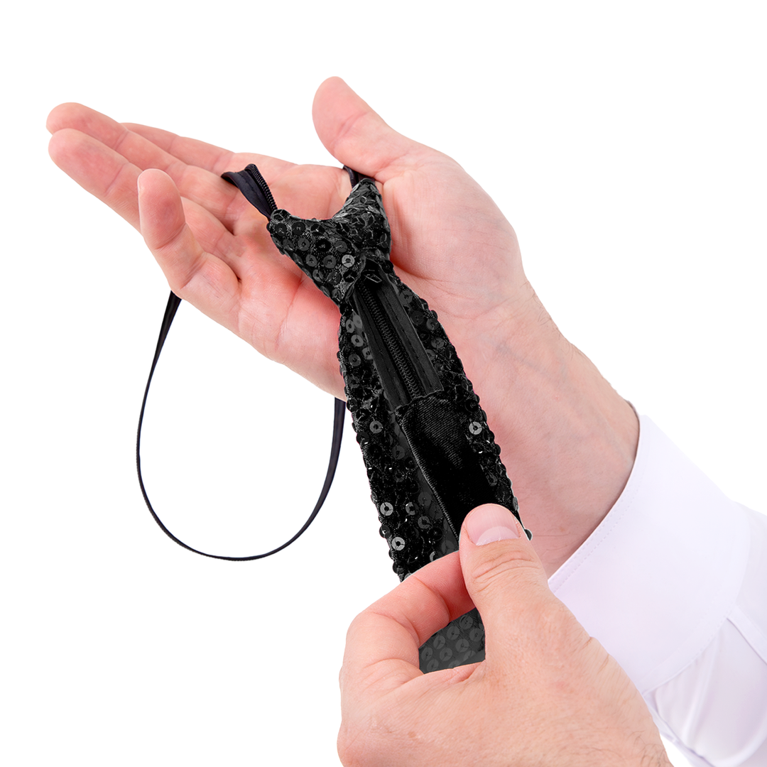 Krawat cekinowy czarny