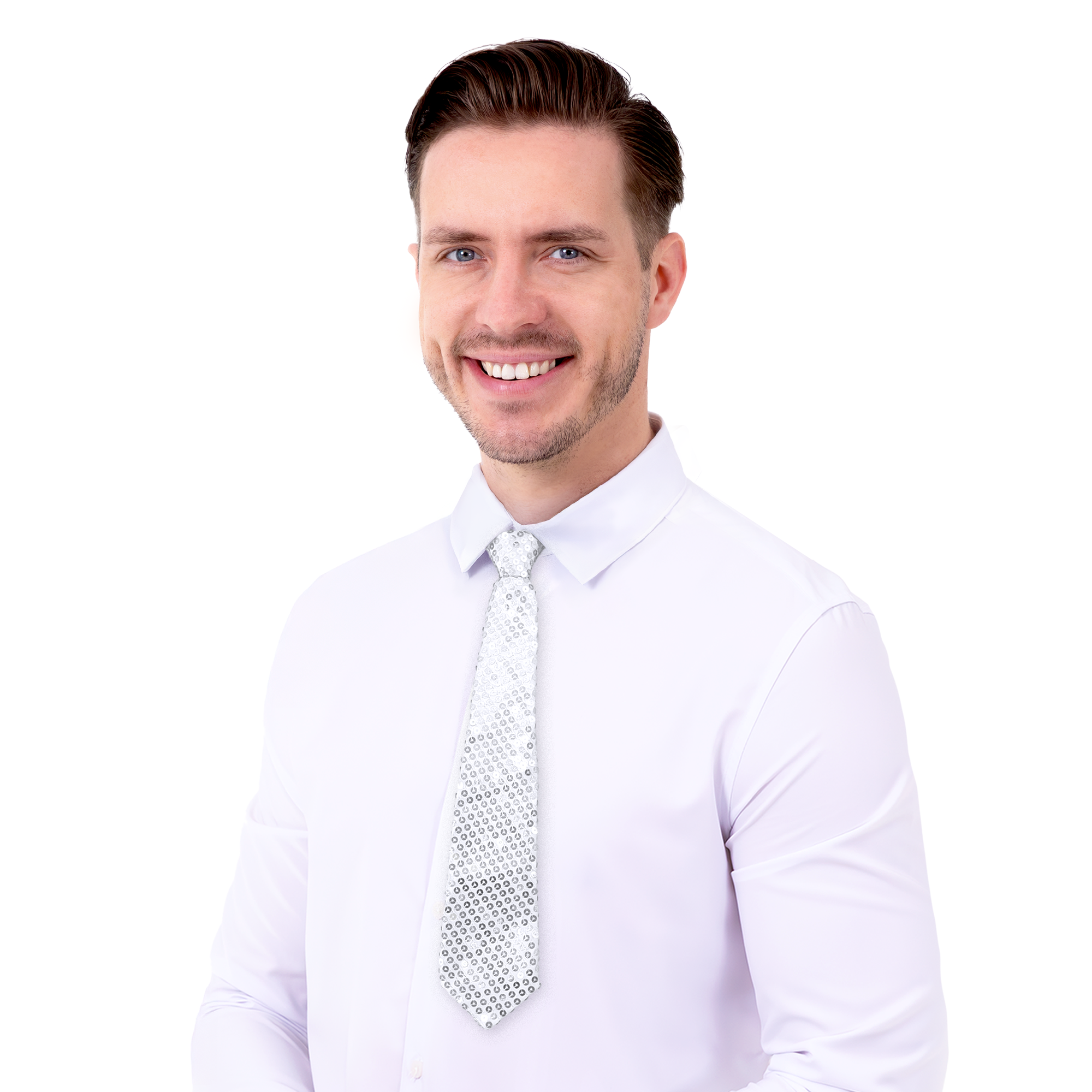 silver sequin necktie