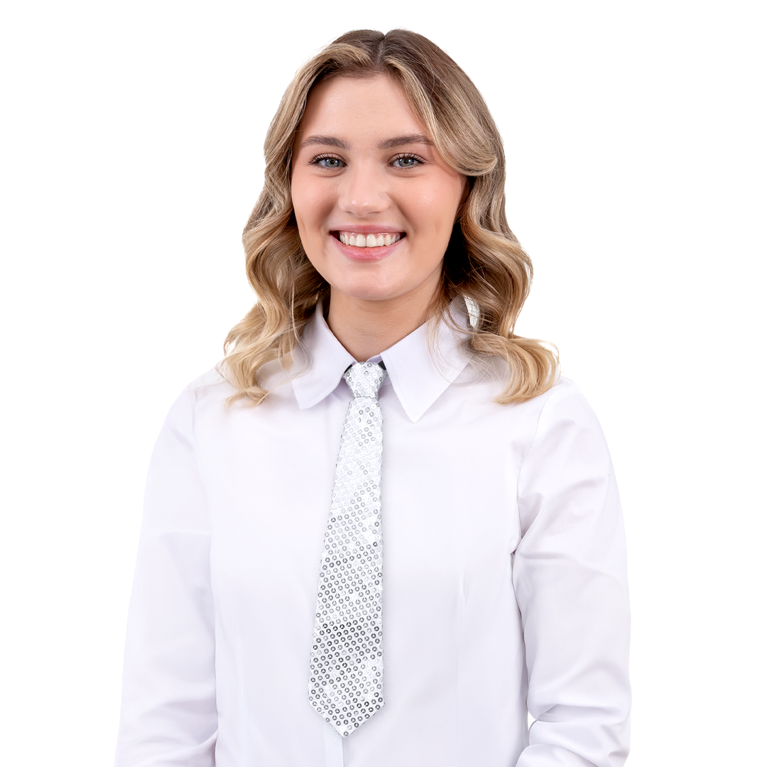 Krawat cekinowy srebrny