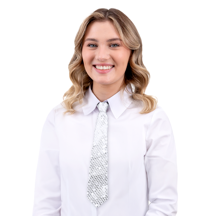 Krawat cekinowy srebrny