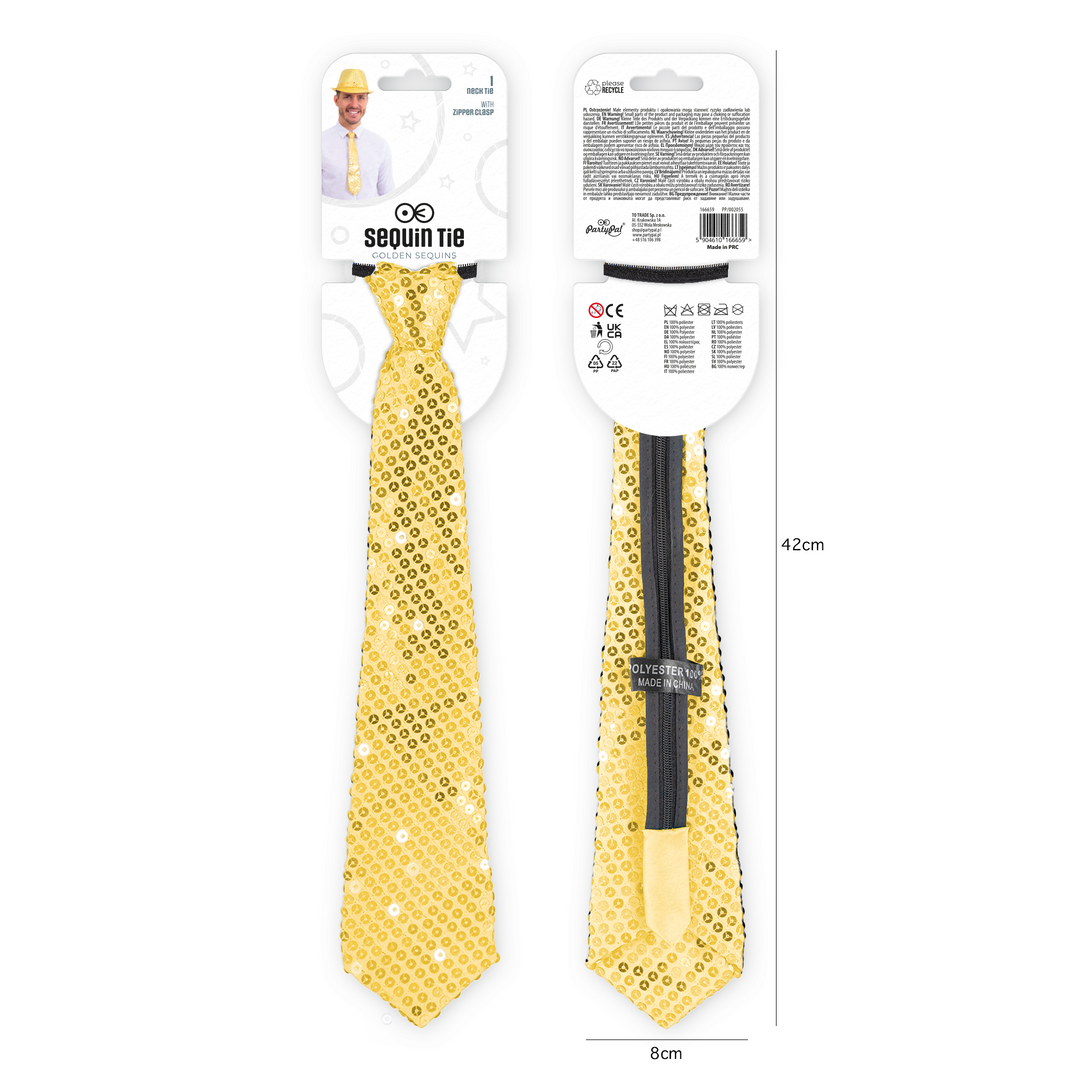 Krawat cekinowy złoty