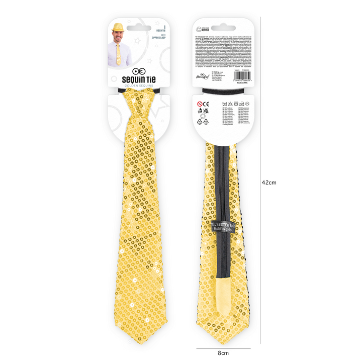 Krawat cekinowy złoty