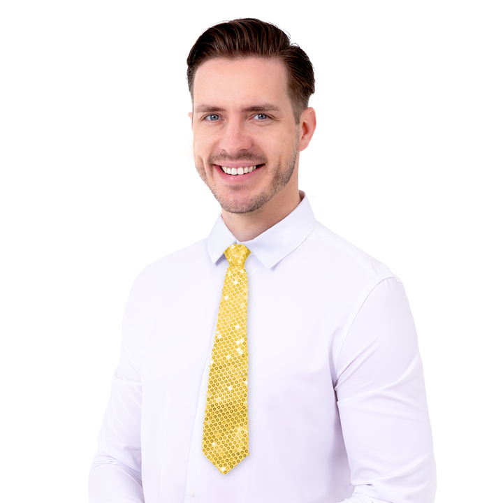 Krawat cekinowy złoty