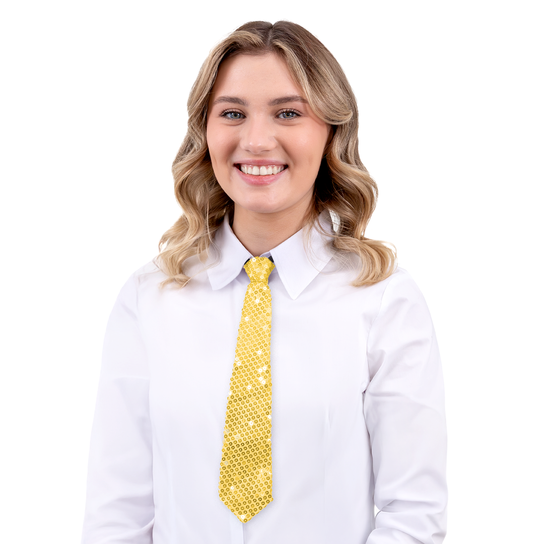 Krawat cekinowy złoty