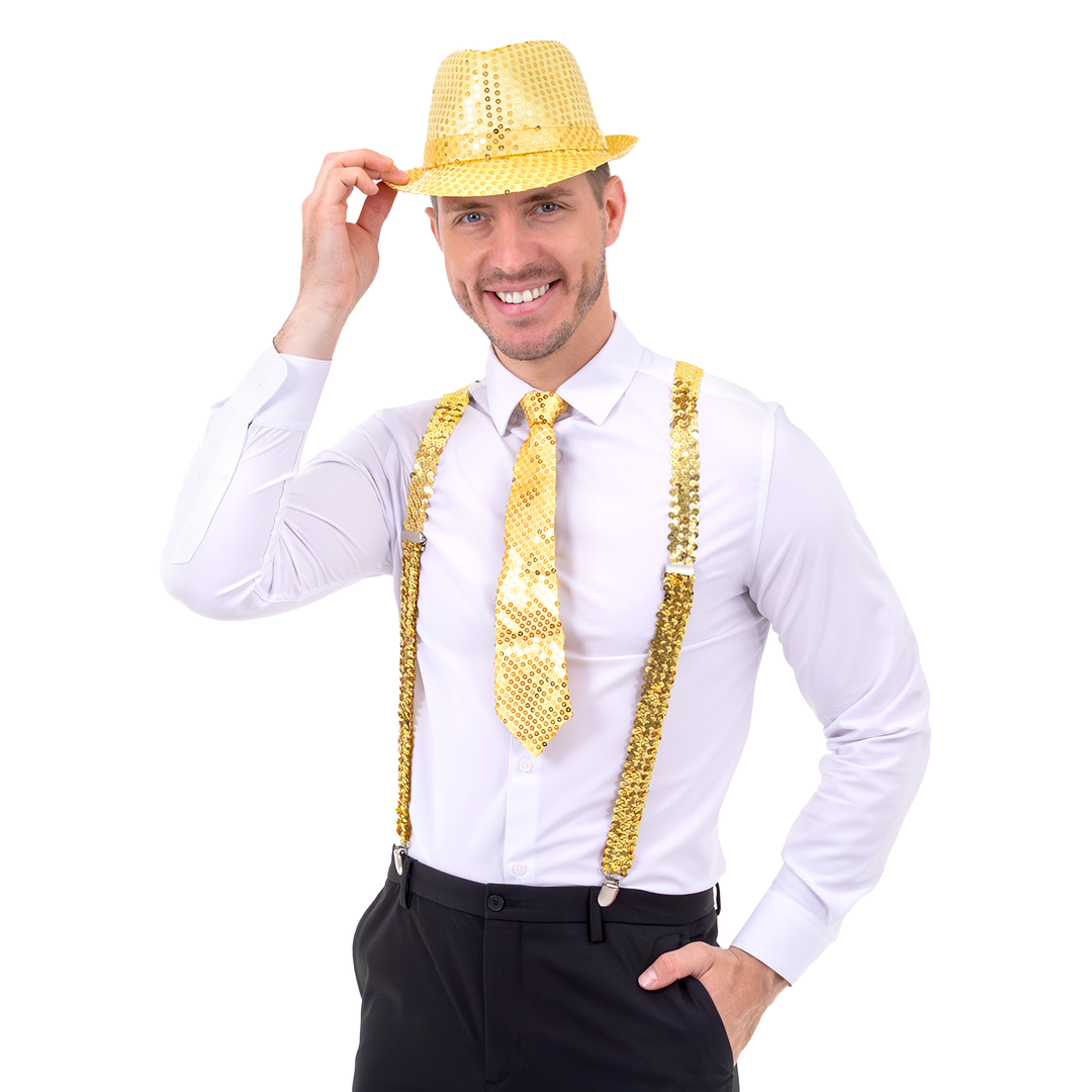 Krawat cekinowy złoty