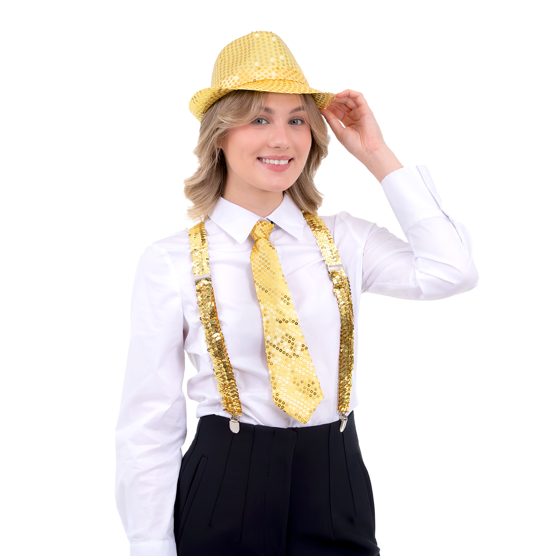 Krawat cekinowy złoty