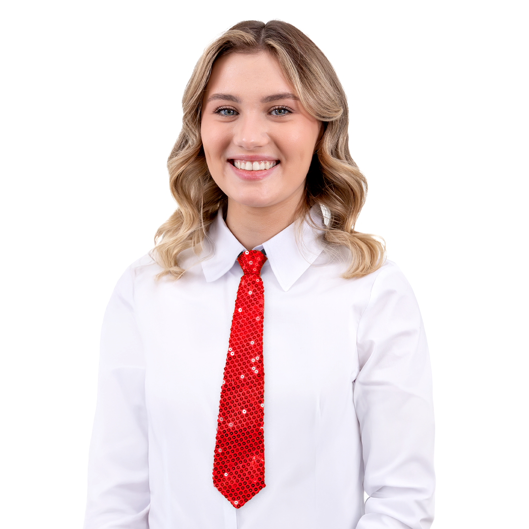 Krawat cekinowy czerwony