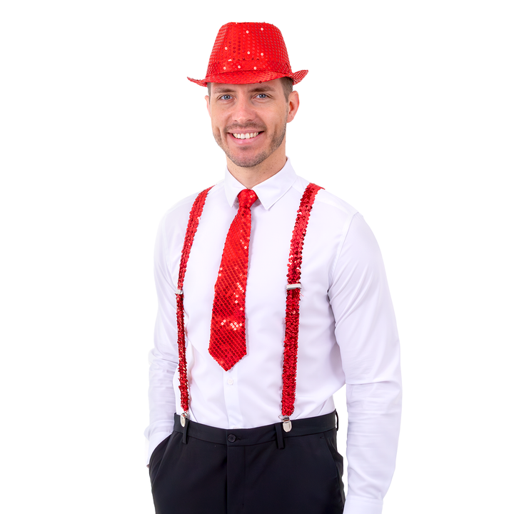 Krawat cekinowy czerwony