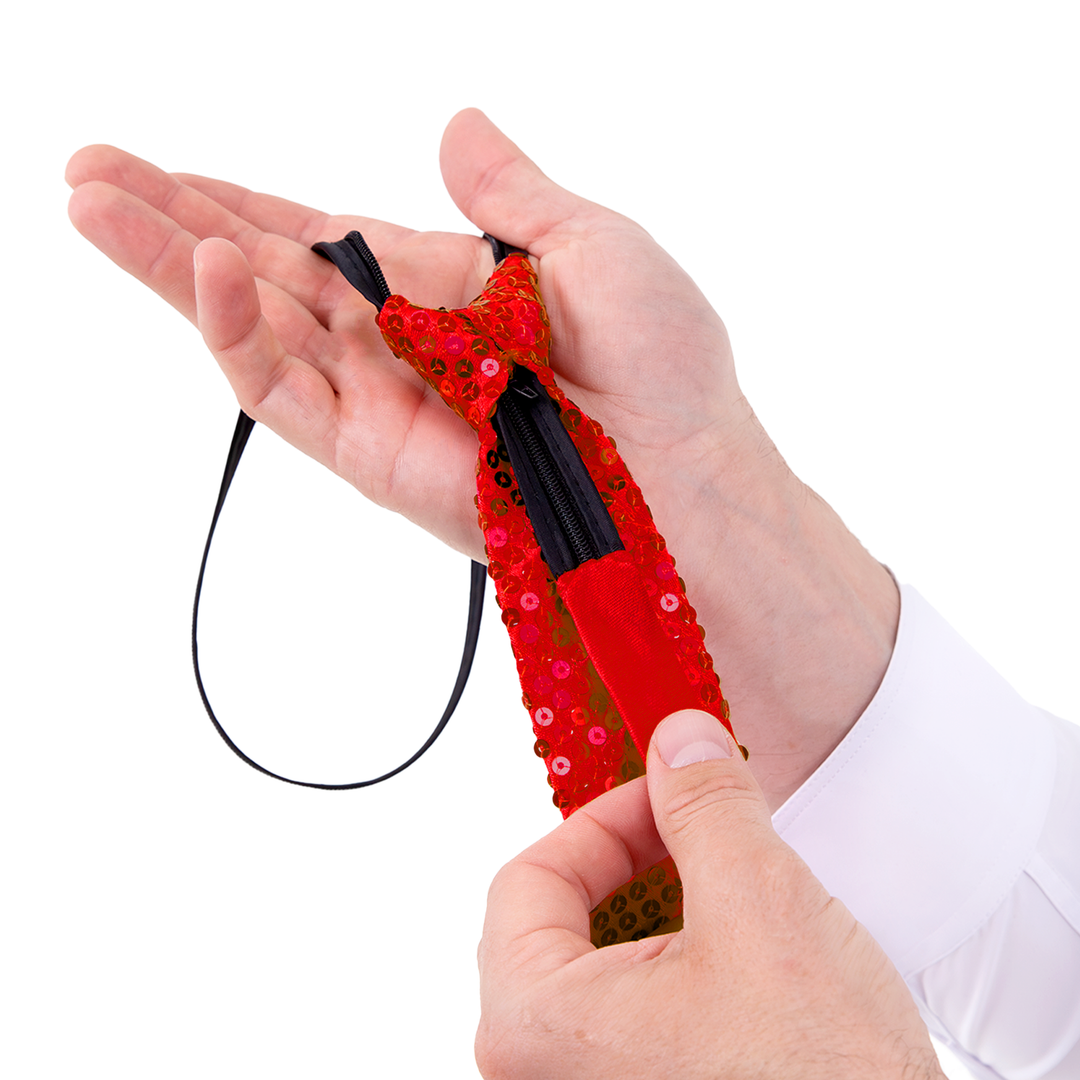 Krawat cekinowy czerwony