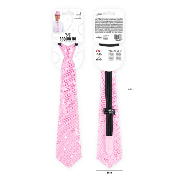 Krawat cekinowy jasny różowy