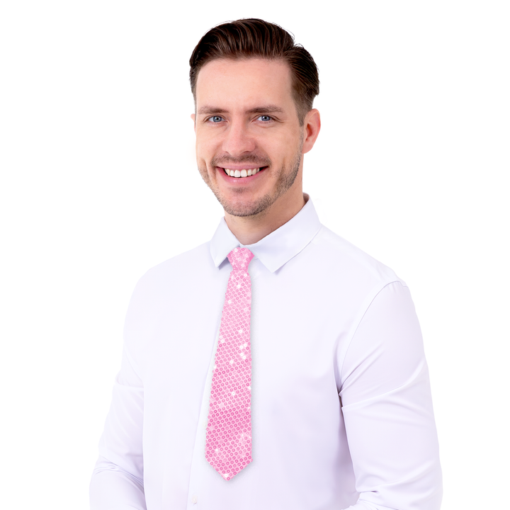 Krawat cekinowy jasny różowy