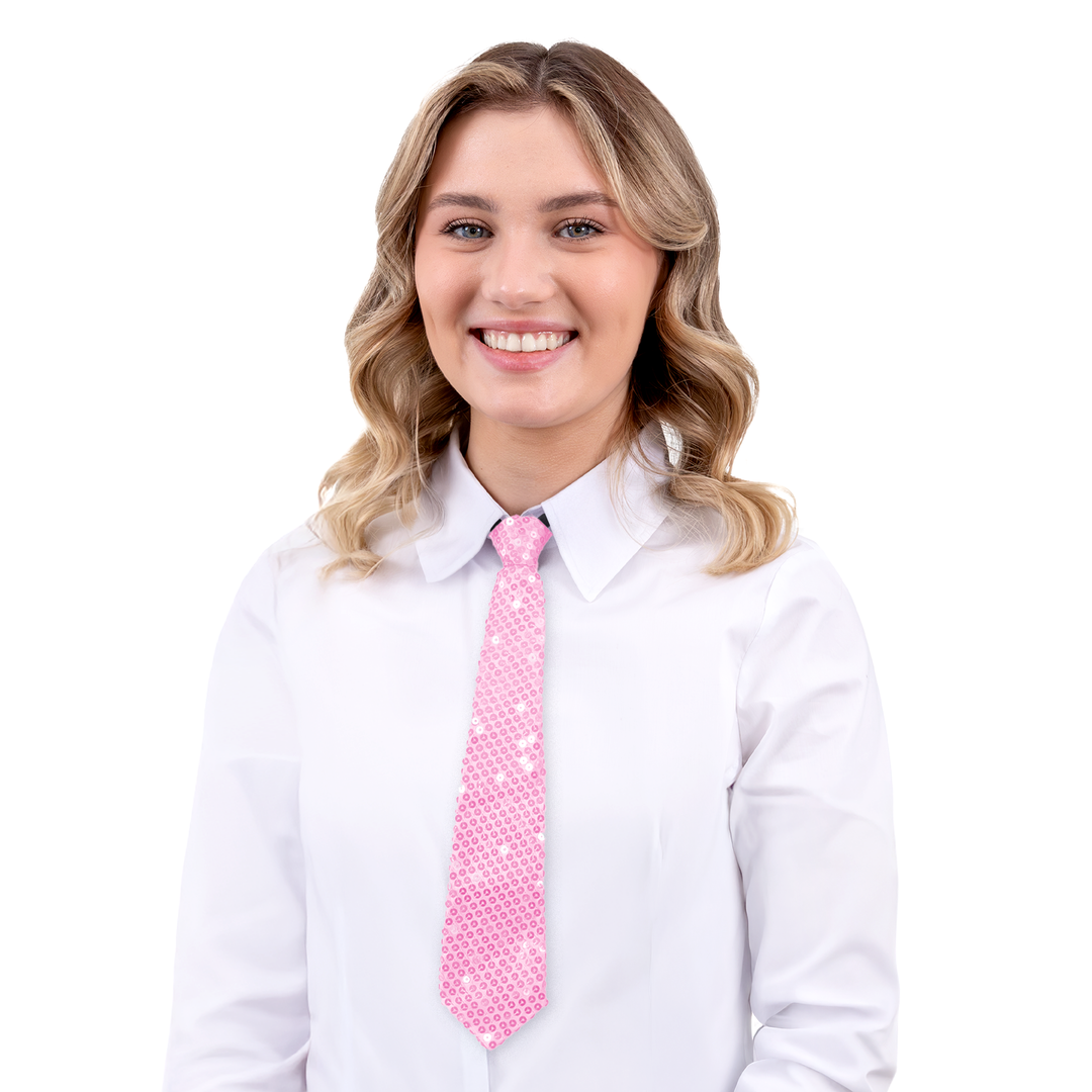 Krawat cekinowy jasny różowy