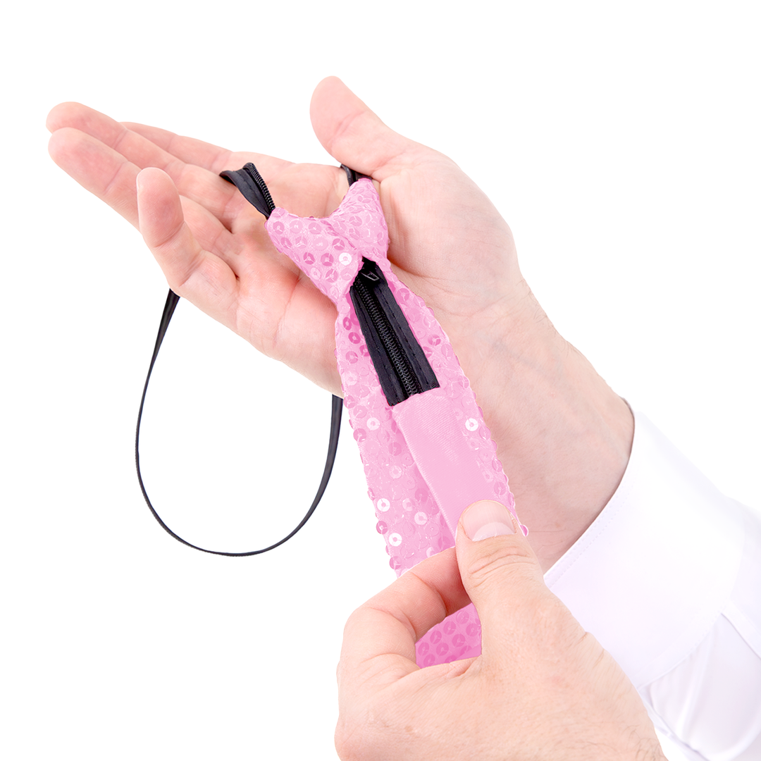 Krawat cekinowy jasny różowy