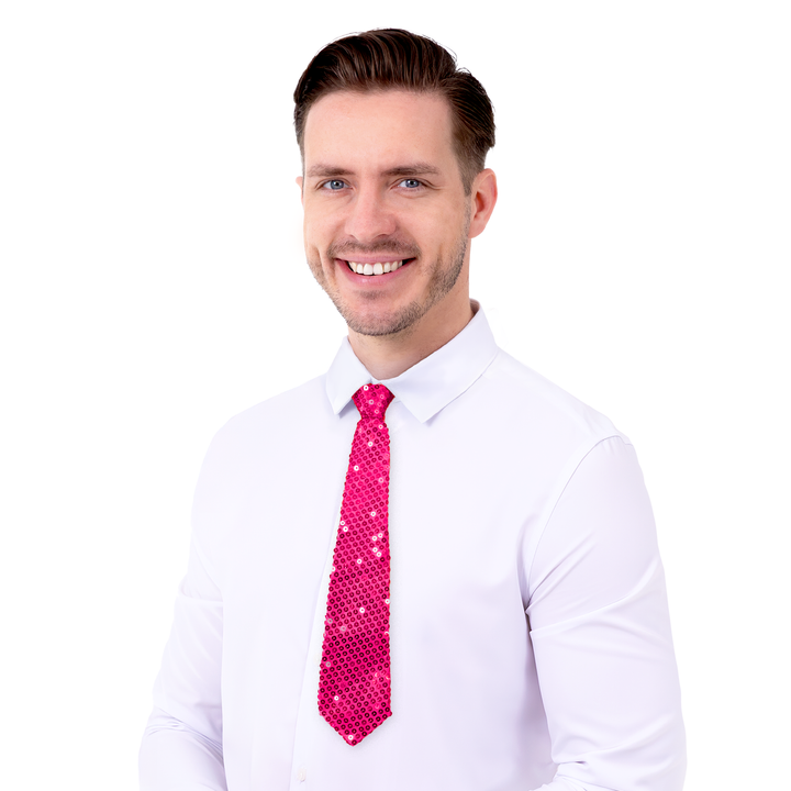 Krawat cekinowy różowy