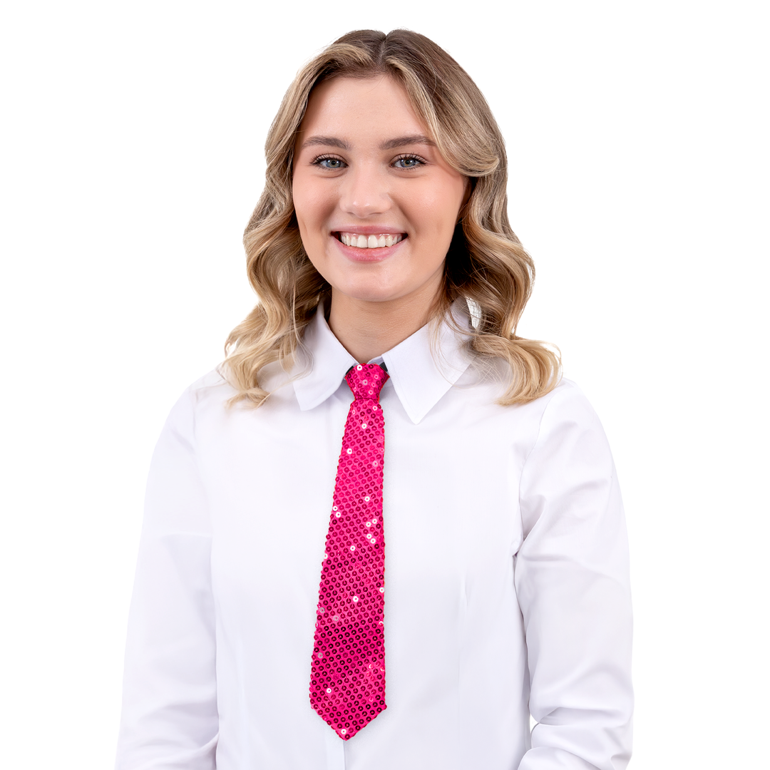 Krawat cekinowy różowy