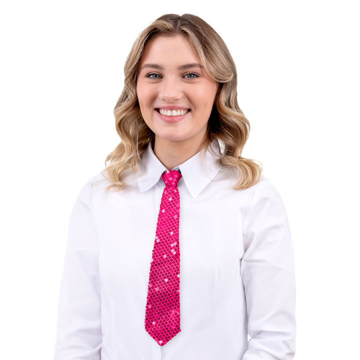 Krawat cekinowy różowy