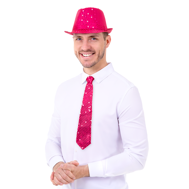 Krawat cekinowy różowy