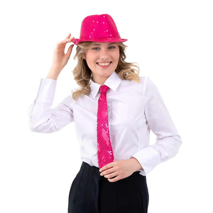 Krawat cekinowy różowy