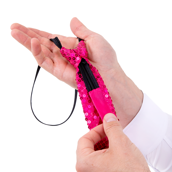 Krawat cekinowy różowy