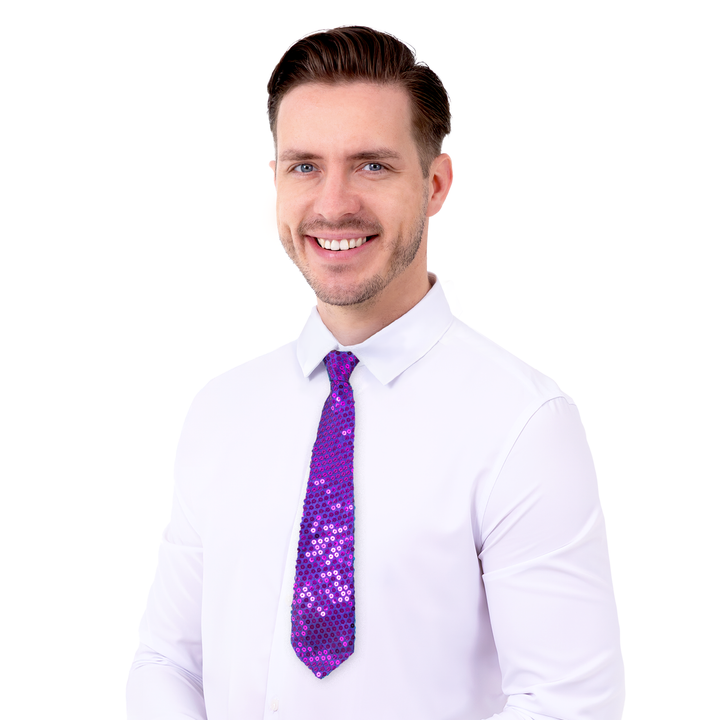 Krawat cekinowy fioletowy