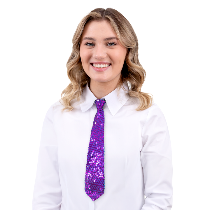 Krawat cekinowy fioletowy