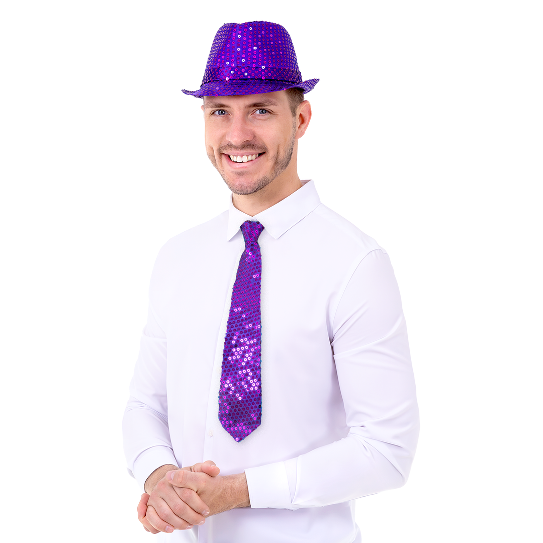 Krawat cekinowy fioletowy