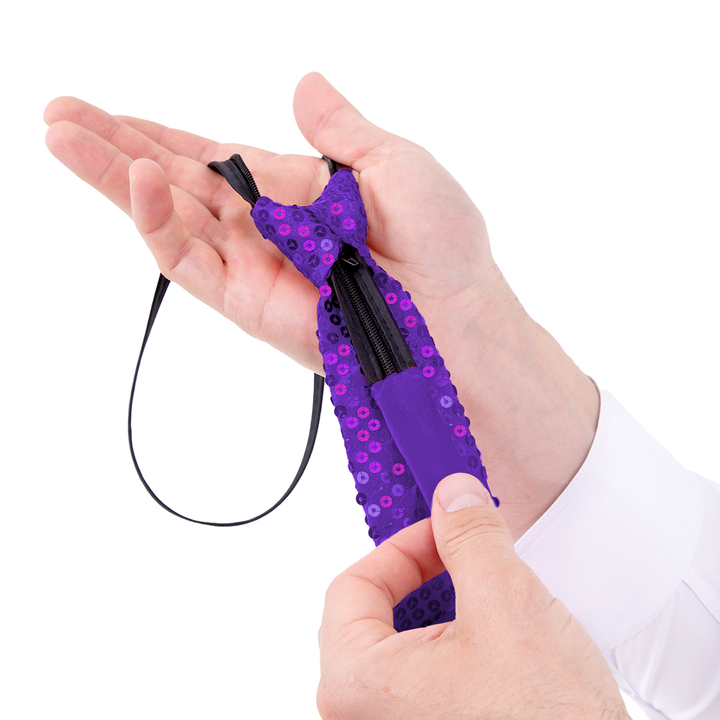 Krawat cekinowy fioletowy