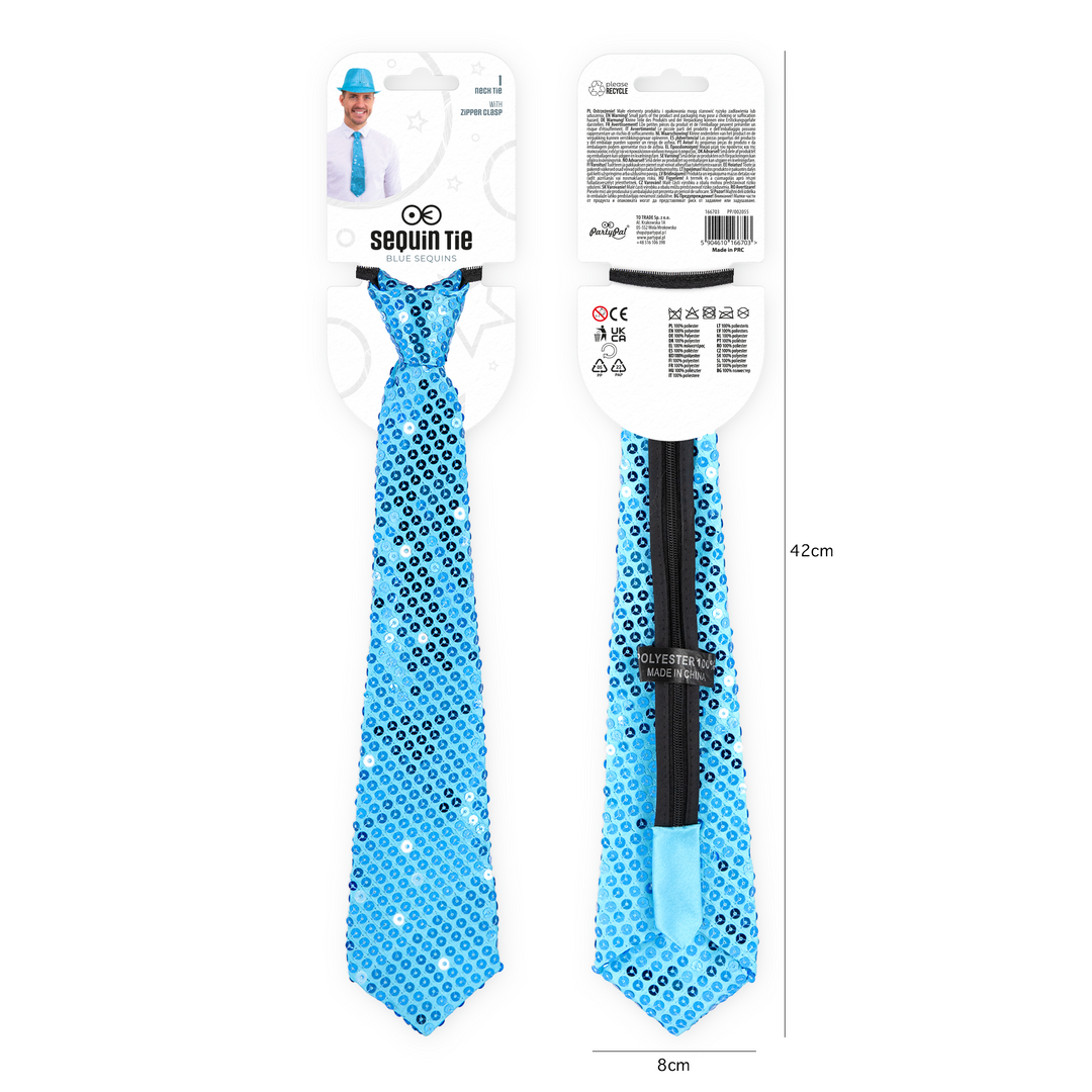 Krawat cekinowy niebieski