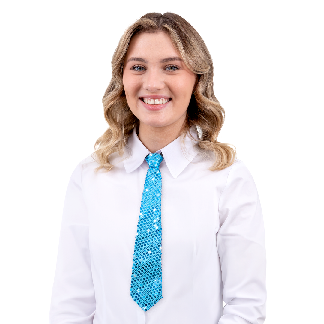 Krawat cekinowy niebieski