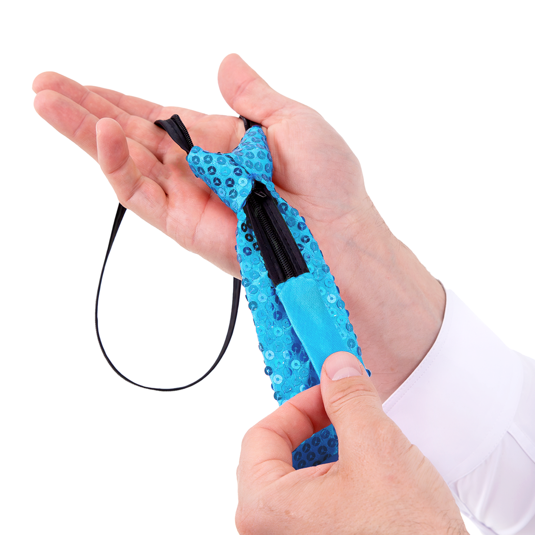 Krawat cekinowy niebieski