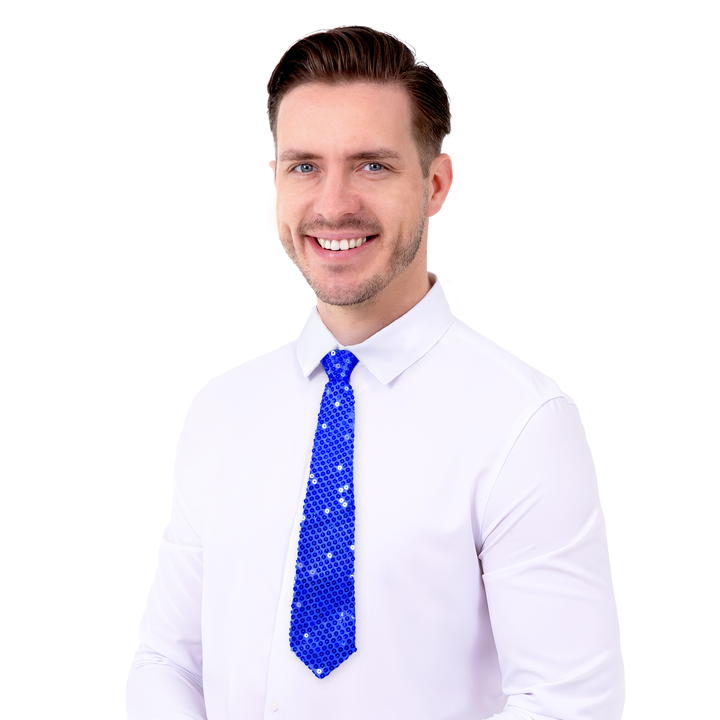 Krawat cekinowy kobaltowy