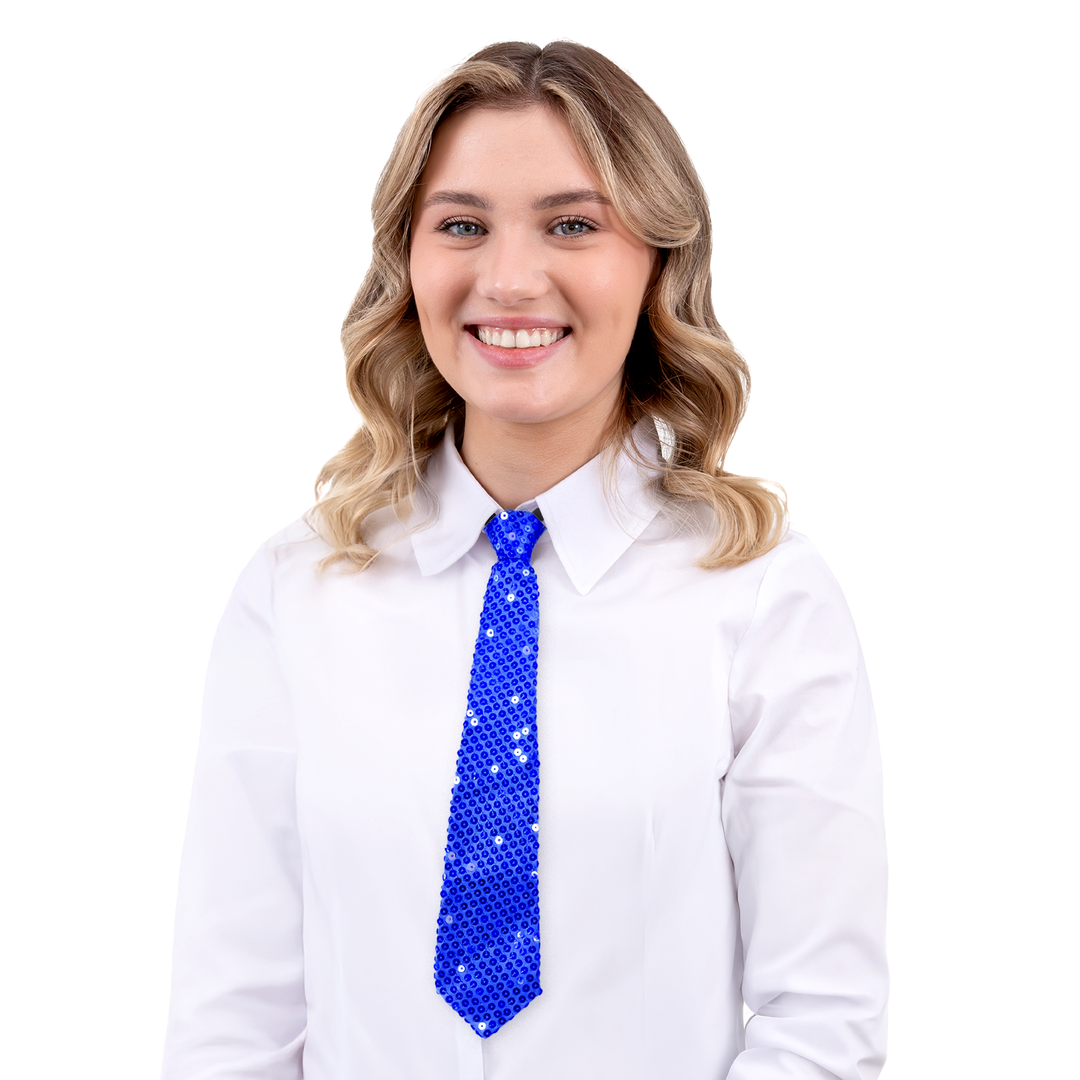 Krawat cekinowy kobaltowy