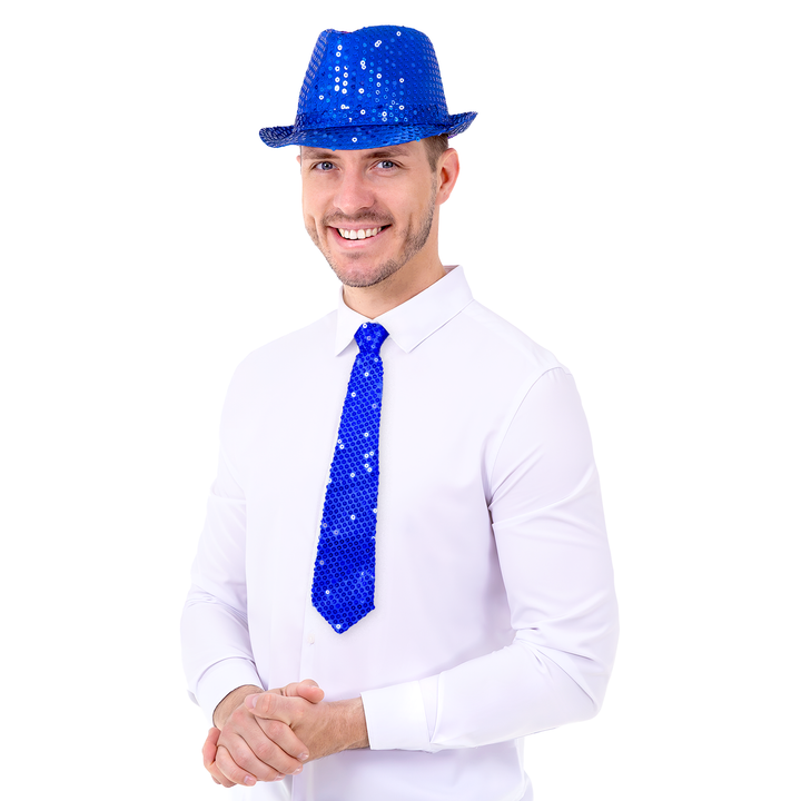 Krawat cekinowy kobaltowy