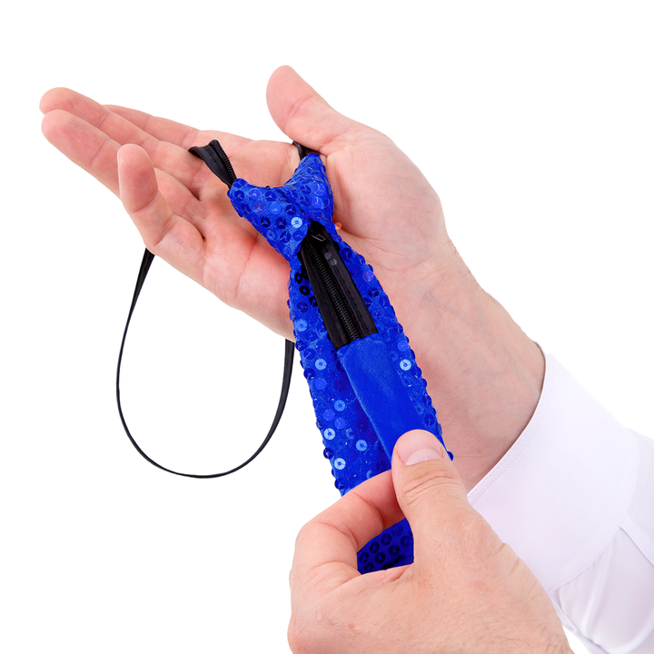 Krawat cekinowy kobaltowy