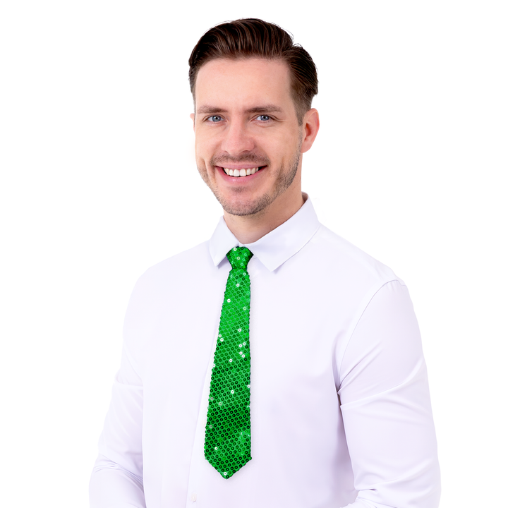 Krawat cekinowy zielony