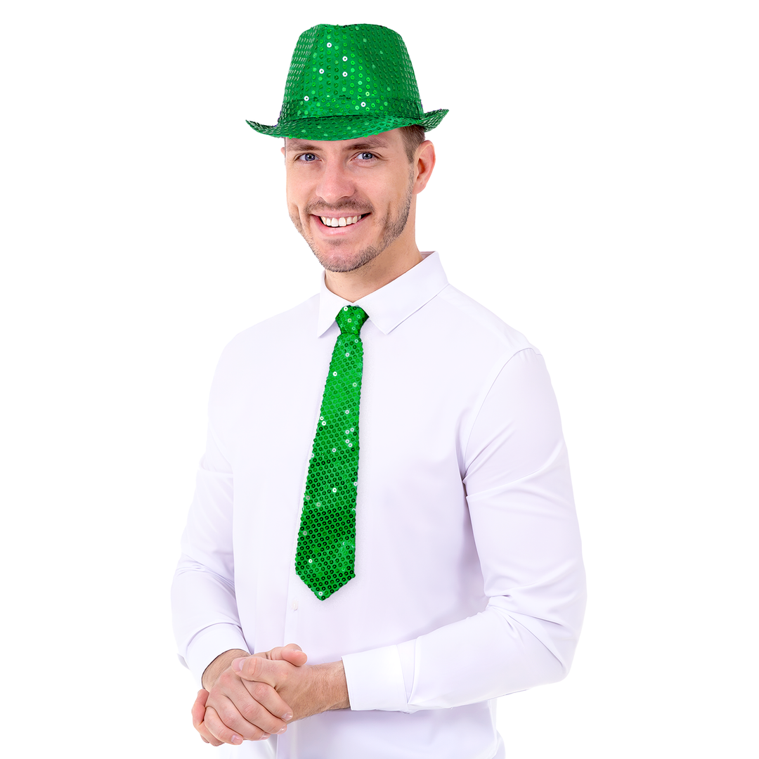 Krawat cekinowy zielony