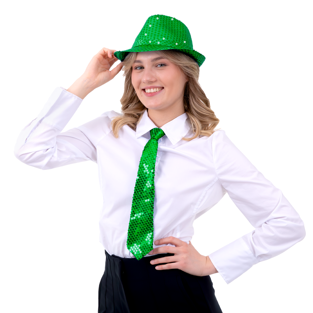 Krawat cekinowy zielony