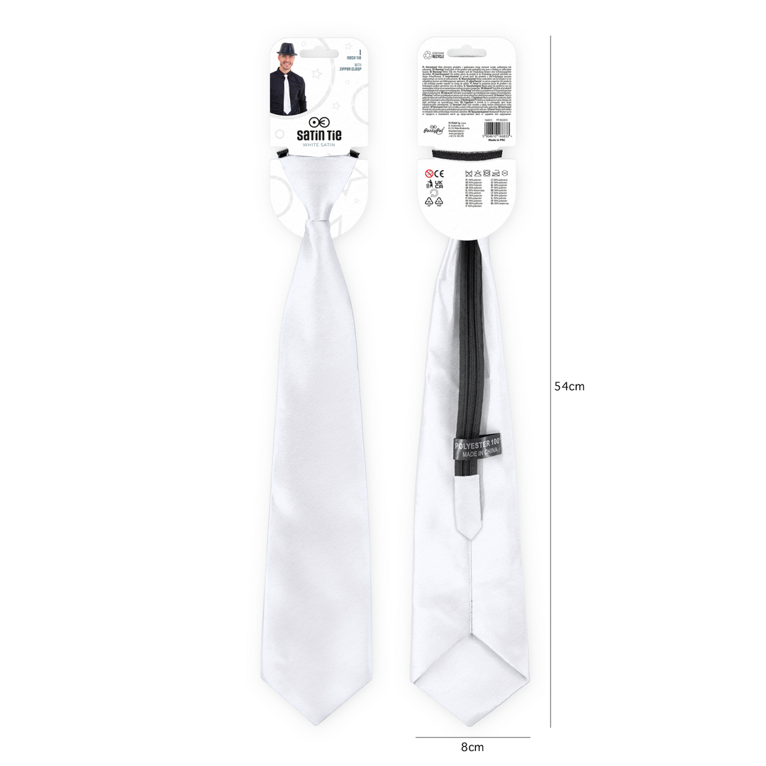 Krawat satynowy biały