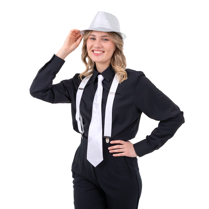 Krawat satynowy biały