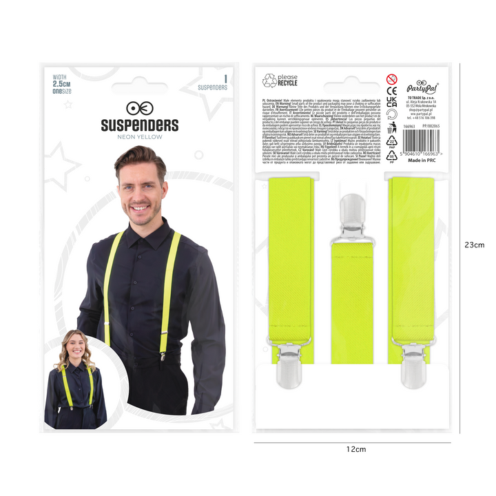 Szelki do spodni neonowe żółte