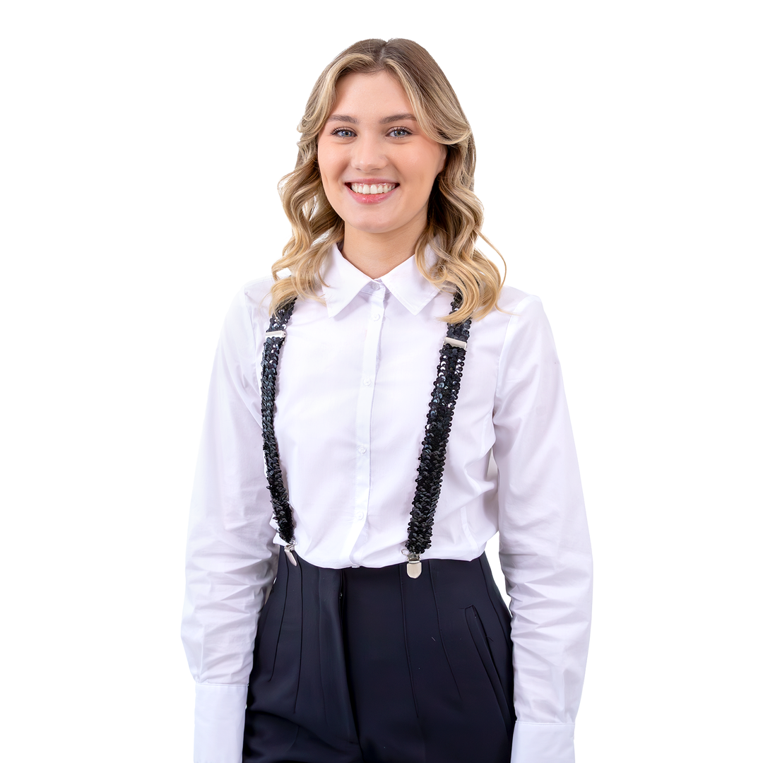 Szelki do spodni cekinowe czarne