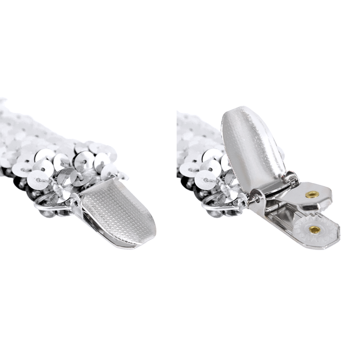 Szelki do spodni cekinowe srebrne