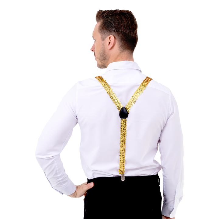 Szelki do spodni cekinowe złote