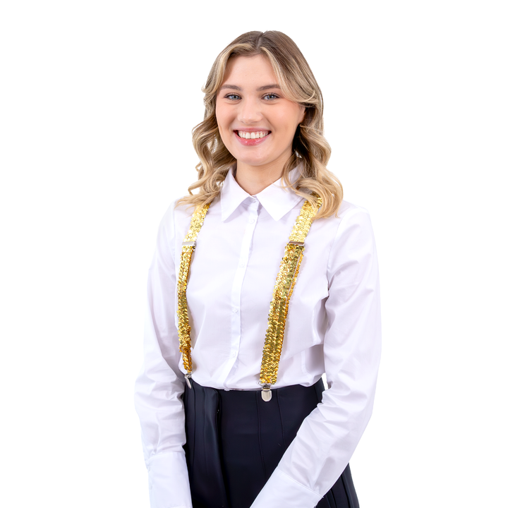 Szelki do spodni cekinowe złote