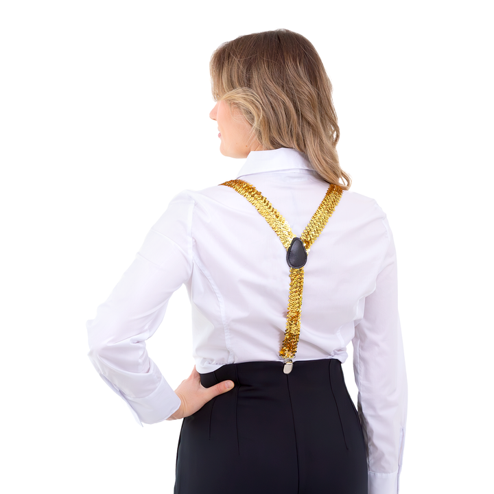 Szelki do spodni cekinowe złote