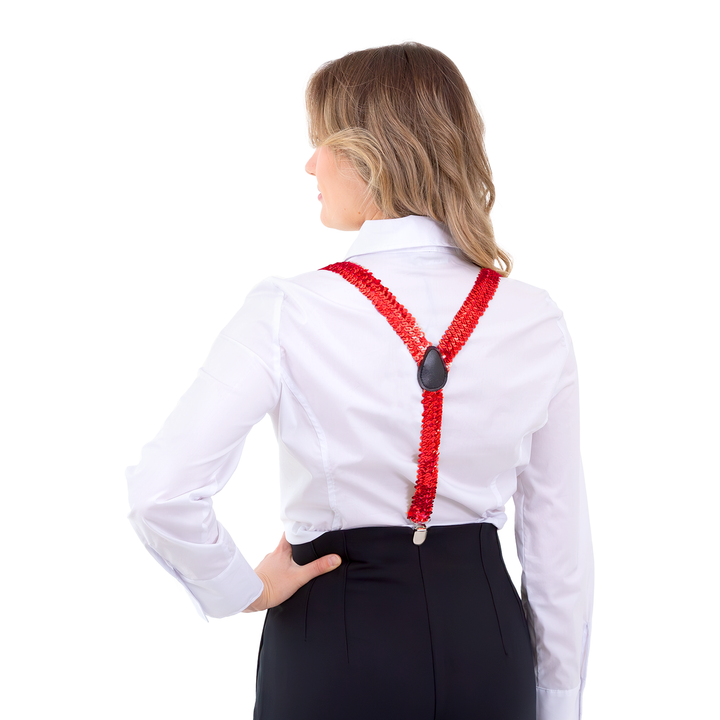 Szelki do spodni cekinowe czerwone