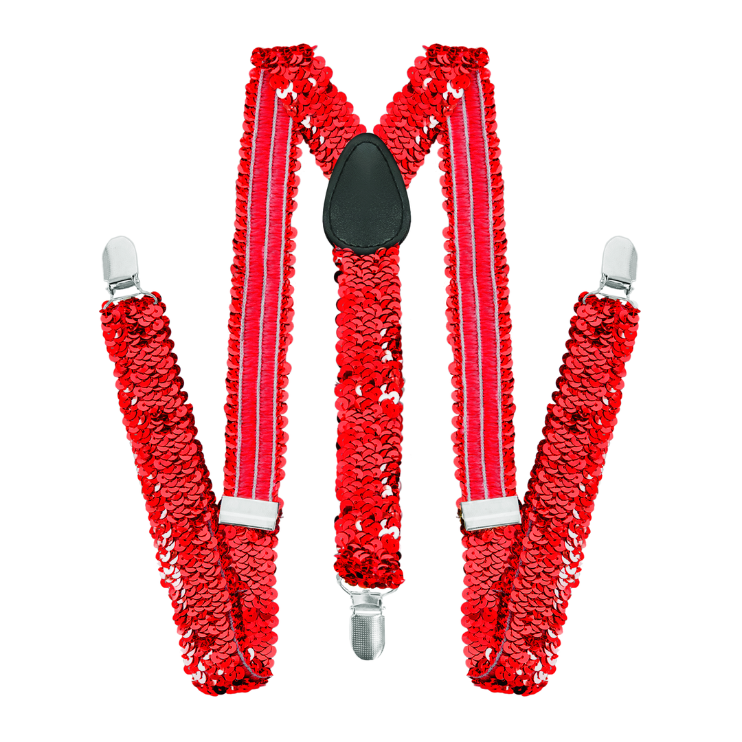 Szelki do spodni cekinowe czerwone