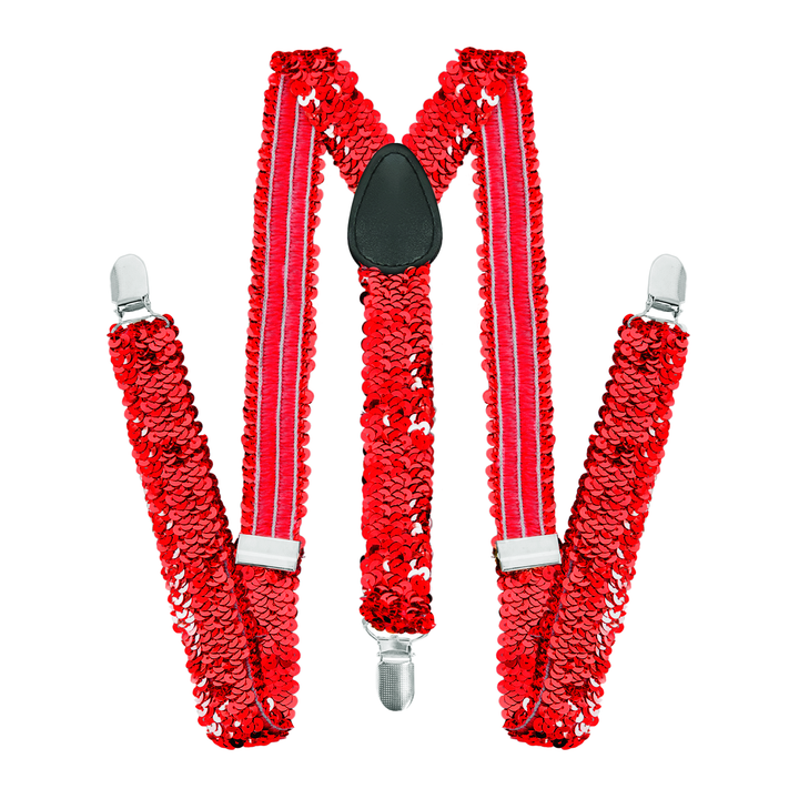 Szelki do spodni cekinowe czerwone