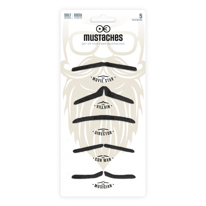 Sztuczne wąsy czarne zestaw 5 szt.